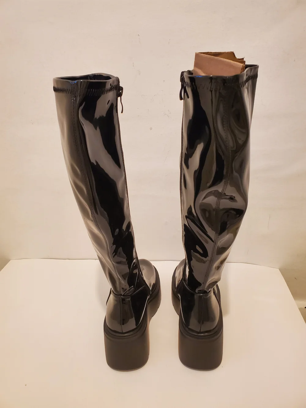 Women’s Black Patent Knee-High Platform Boots